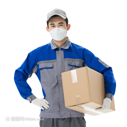 疫情防线上的“移动守护者” 佩戴口罩坚守配送服务的快递员